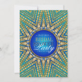 Blauwgroen Boheemse Juwelen Gouden Parels Bruids D Kaart (Voorkant)