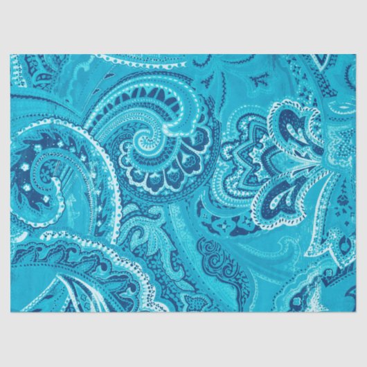 Blauwgroen Boho Chic Retro Hippy Paisley Bandanna Tissuepapier (Voorkant)