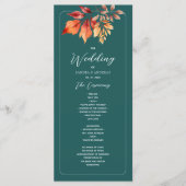Blauwgroen Boho Fall Wedding Programmakaart (Voorkant)