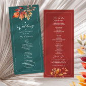 Blauwgroen Boho Fall Wedding Programmakaart