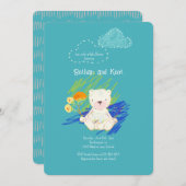 Blauwgroen Boho Teddy Bear Baby shower Kaart (Voorkant / Achterkant)
