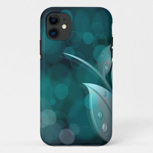 Blauwgroen bokeh bladeren iPhone 11 hoesje