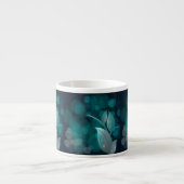 Blauwgroen bokeh bladeren espresso kop (Voorkant)