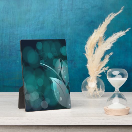 Blauwgroen bokeh bladeren fotoplaat (Zijkant)