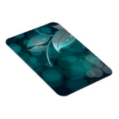 Blauwgroen bokeh bladeren magneet (Rechterzijde)