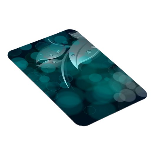 Blauwgroen bokeh bladeren magneet (Rechterzijde)