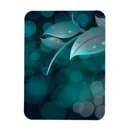 Blauwgroen bokeh bladeren magneet (Verticaal)