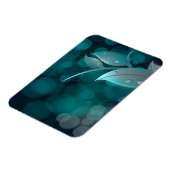 Blauwgroen bokeh bladeren magneet (Linkerzijde)