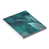 Blauwgroen bokeh bladeren notitieblok (Schuin)