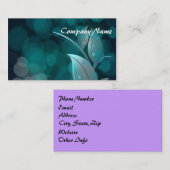 Blauwgroen bokeh bladeren visitekaartje (Voorkant / Achterkant)