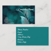 Blauwgroen bokeh bladeren visitekaartje (Voorkant / Achterkant)