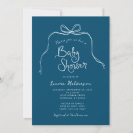 Blauwgroen Bold Eenvoudige Boog Baby shower Uitnod Kaart
