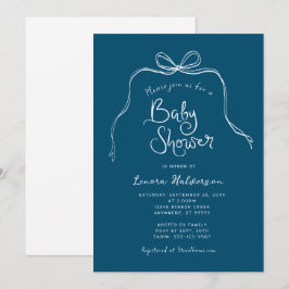 Blauwgroen Bold Eenvoudige Boog Baby shower Uitnod Kaart