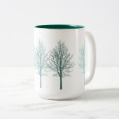 Blauwgroen bomen tweekleurige koffiemok (Voorkant rechts)