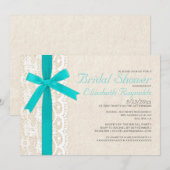 Blauwgroen boog- en elasebridal-douches kaart (Voorkant / Achterkant)