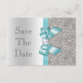 Blauwgroen boogdiamanten zilver opslaan van de dat save the date