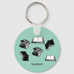 Blauwgroen Bookish Bibliophile Librarian Book Patt Sleutelhanger