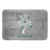 Blauwgroen Boom van hart Gepersonaliseerde Bath Ma Badmat (Voorkant)