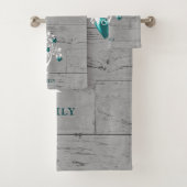 Blauwgroen Boom van hart Gepersonaliseerde doekset Bad Handdoek (Insitu)