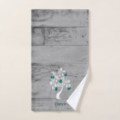 Blauwgroen Boom van hart Gepersonaliseerde doekset Bad Handdoek (Handdoek)
