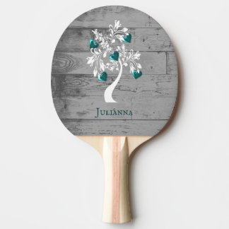 Blauwgroen boom van het Gepersonaliseerd Ping Pong Tafeltennisbatje