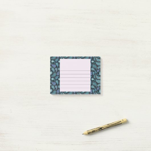  Blauwgroen boomgaard Paisley Blue Post-it® Notes (Op bureau)