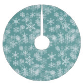 Blauwgroen boomrokken-Sneeuwvlokken Kerstboom Rok (Voorkant)