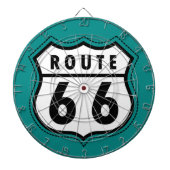 Blauwgroen bord Groene Route 66 Dartbord (Voorkant)