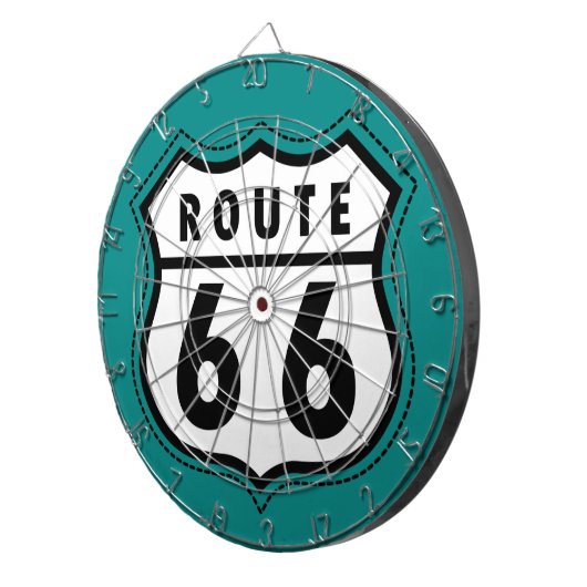 Blauwgroen bord Groene Route 66 Dartbord (Voorkant Rechts)