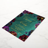 Blauwgroen Bordeaux Amethist Jewel Tone Gold bruil Folie Uitnodiging (Gedraaid)