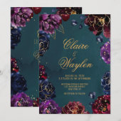 Blauwgroen Bordeaux Amethist Jewel Tone Gold bruil Kaart (Voorkant / Achterkant)