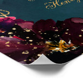 Blauwgroen Bordeaux Jewel Tone Bruiloft Tekens Mat Poster (Hoek)