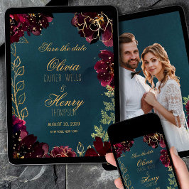 Blauwgroen Bordeaux Jewel Tone Foto Opslaan De Dat Kaart