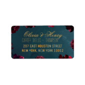 Blauwgroen Bordeaux Jewel Tone RSVP Card Mailing Etiket (Voorkant)