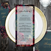Blauwgroen Bordeaux Jewel Tones Bruiloft 2 Menu