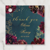 Blauwgroen Bordeaux Jewel Tones Weddenschap Bedank Bedankjes Labels (Voorkant)