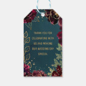 Blauwgroen Bordeaux Jewel Tones Wedding Cadeaulabel (Achterkant)