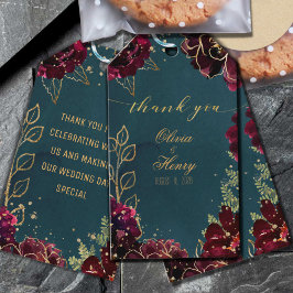 Blauwgroen Bordeaux Jewel Tones Wedding Cadeaulabel