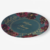 Blauwgroen Bordeaux Jewel Tones Wedding Papieren Bordje (Gekanteld)