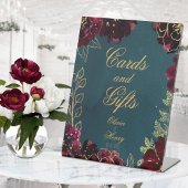 Blauwgroen Bordeaux Jewel Tones Wedding Reclamebord Met Voetstuk