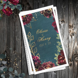 Blauwgroen Bordeaux Jewel Tones Wedding Servet