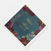 Blauwgroen Bordeaux Jewel Tones Wedding Servet (Hoek)