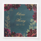 Blauwgroen Bordeaux Jewel Tones Wedding Servet (Voorkant)