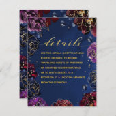 Blauwgroen Bordeaux Navy Blue Jewel Tone Details & Informatiekaartje (Voorkant / Achterkant)