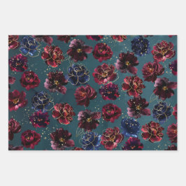 Blauwgroen Bordeaux Sapphire Jewel Tone Gold bruil Inpakpapier Vel