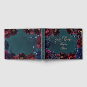 Blauwgroen Bordeaux Sapphire Jewel Tone Roos Gold Gastenboek (Volledig)