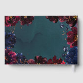 Blauwgroen Bordeaux Sapphire Jewel Tone Roos Gold Gastenboek (Achterkant)