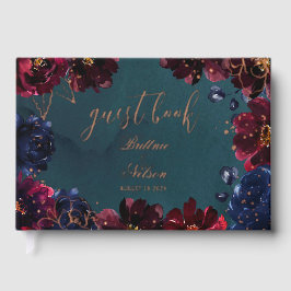 Blauwgroen Bordeaux Sapphire Jewel Tone Roos Gold Gastenboek
