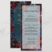 Blauwgroen Bordeaux Sapphire Jewel Tone Wedding 2  Menu (Voorkant / Achterkant)
