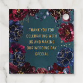 Blauwgroen Bordeaux Sapphire Jewel Tones Bruiloft Bedankjes Labels (Achterkant)